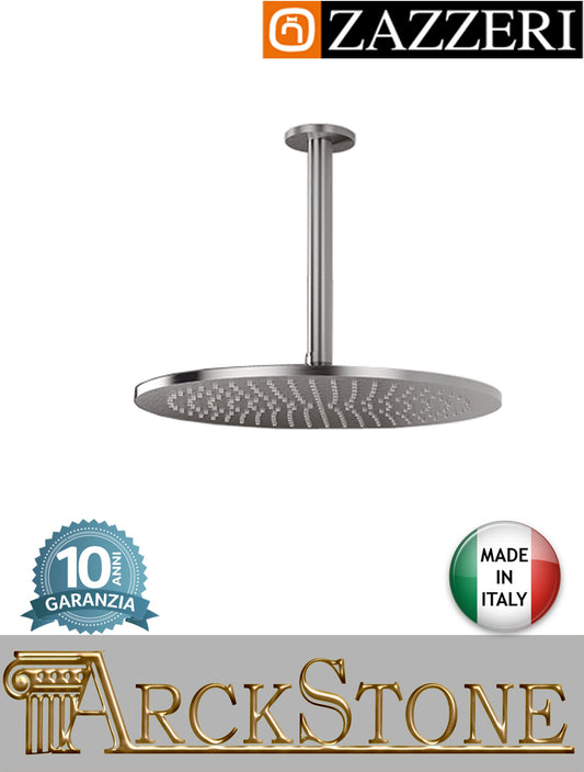 Braccio 25 mm soffione doccia Ø220 mm marca Zazzeri modello Z316 Mono finitura acciaio inox spazzolato soffitto ispezionabile anticalcare rubinetteria arredo bagno acqua azienda garanzia 10 anni qualità made in ital