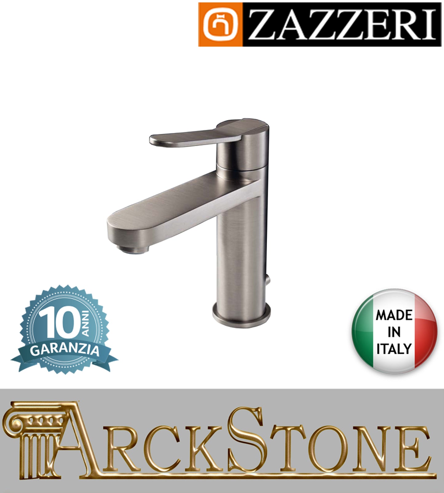 Miscelatore lavabo marca Zazzeri modello TREND X finitura ottone spazzolato piletta scarico automatico areatore appoggio anticalcare arredamento arredo bagno autorizzato azienda certificata garanzia 10 anni qualità made in ita