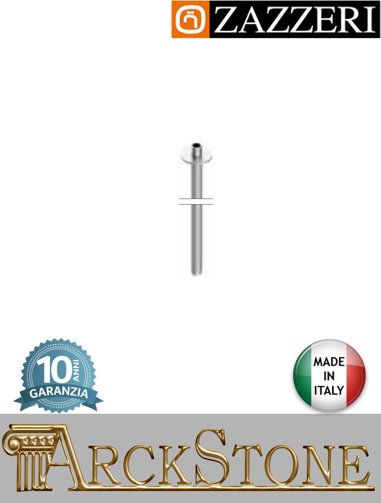 Braccio doccia 300 mm marca Zazzeri modello JK21 Mono finitura acciaio inox spazzolato soffitto rubinetteria arredo bagno arredamento casa acqua azienda certificata home garanzia 10 anni qualità made in italy