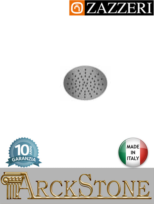 Soffione doccia Ø200 mm marca Zazzeri modello Z316 Mono finitura acciaio inox light spazzolato parete anticalcare tondo arredo bagno rubinetteria arredamento azienda certificata garanzia 10 anni qualità made in ital