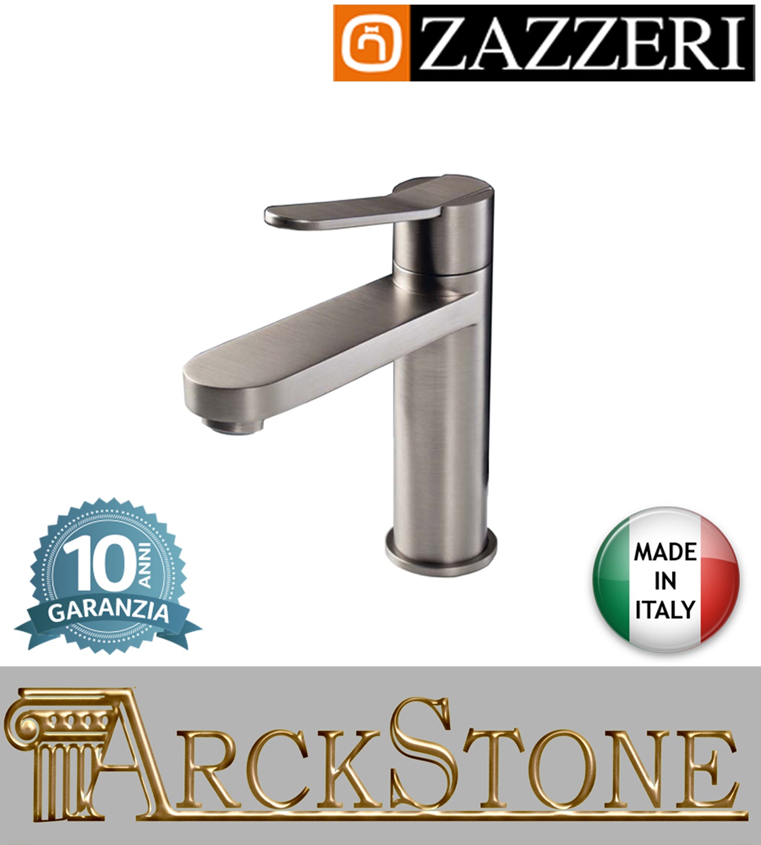 Miscelatore lavabo marca Zazzeri modello TREND X finitura ottone spazzolato senza piletta scarico areatore appoggio anticalcare arredamento arredo bagno home autorizzato azienda certificata garanzia 10 anni qualità made in ita