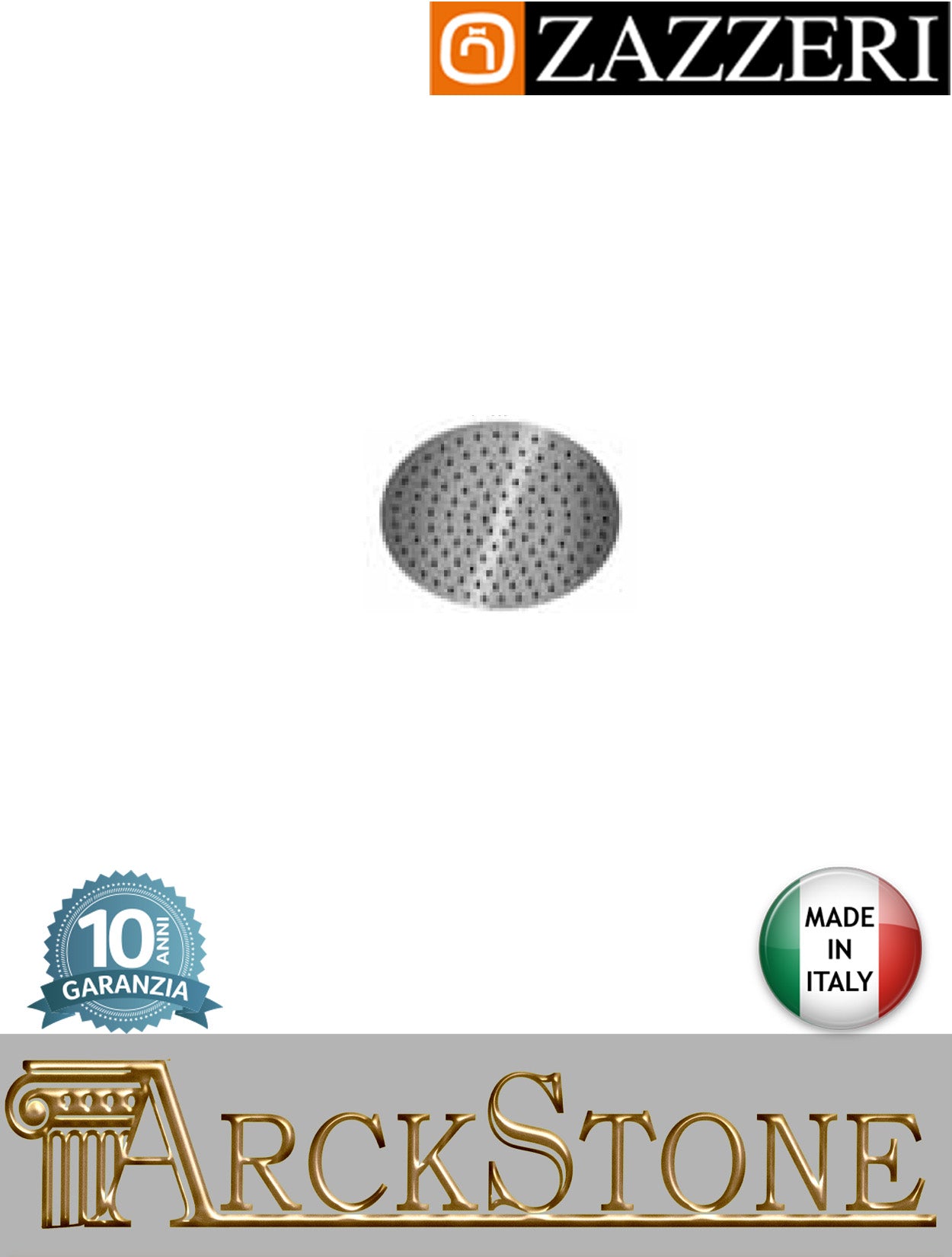 Soffione doccia Ø250 mm marca Zazzeri modello Z316 Mono finitura acciaio inox light spazzolato parete anticalcare tondo arredo bagno rubinetteria arredamento azienda certificata garanzia 10 anni qualità made in ital