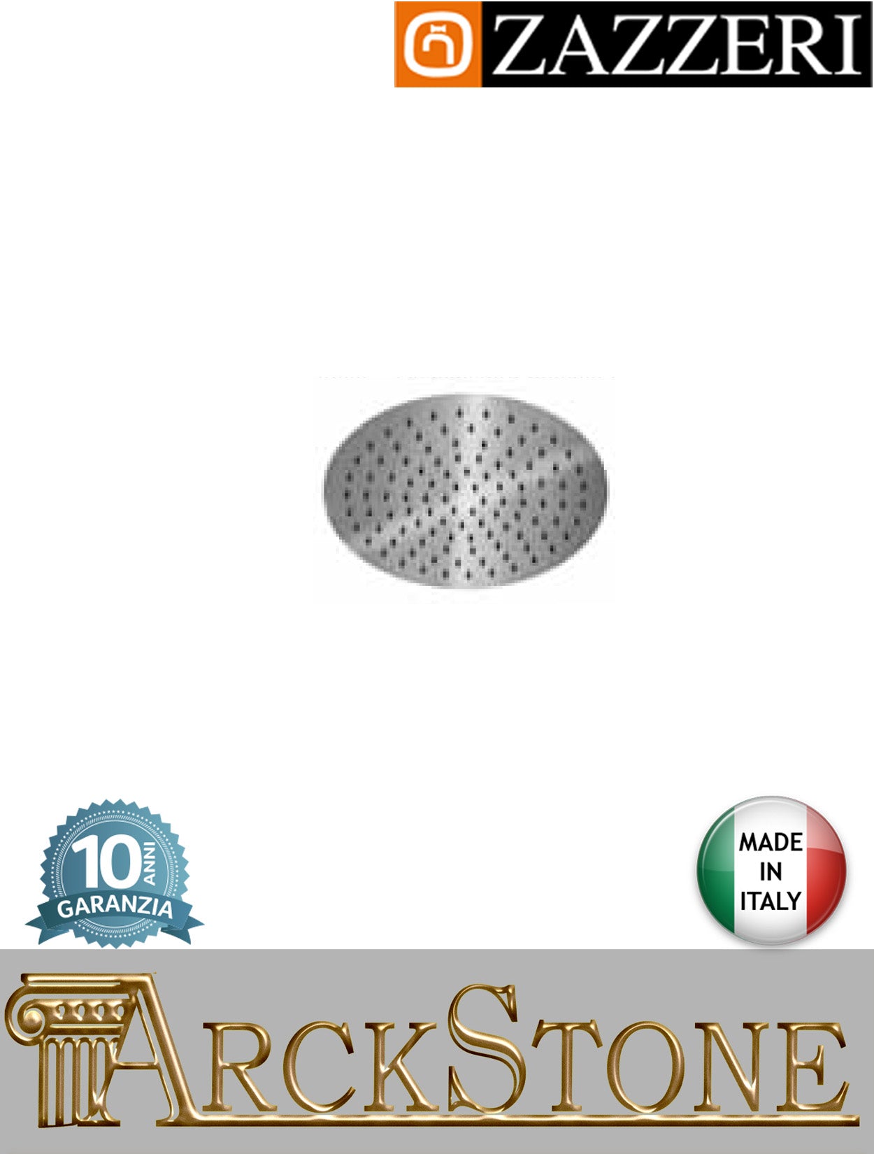 Soffione doccia Ø300 mm marca Zazzeri modello Z316 Mono finitura acciaio inox light spazzolato parete anticalcare tondo arredo bagno rubinetteria arredamento azienda certificata garanzia 10 anni qualità made in ital