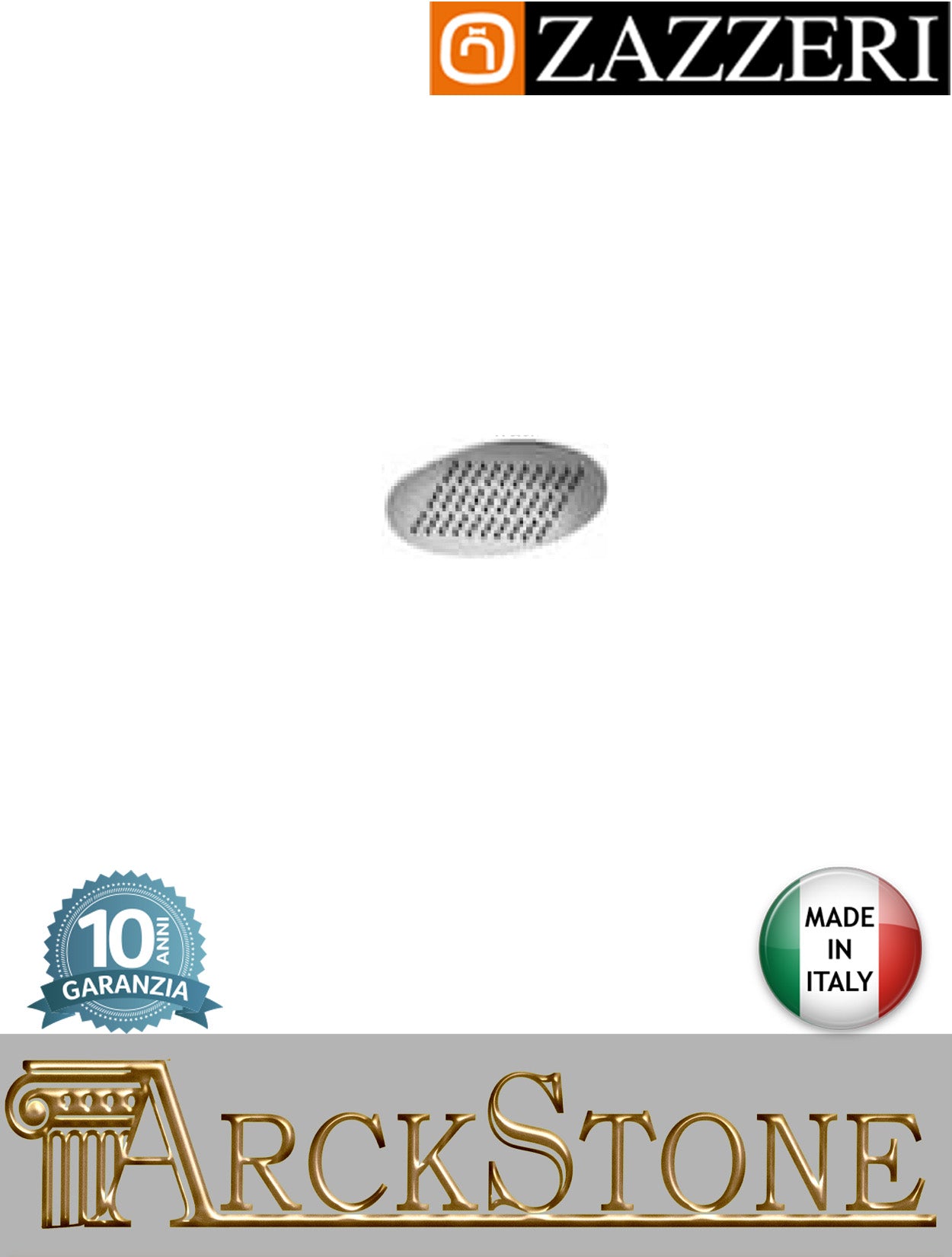 Soffione doccia Ø200 mm marca Zazzeri modello Z316 Mono finitura acciaio inox spazzolato parete anticalcare tondo arredo bagno rubinetteria arredamento azienda certificata garanzia 10 anni qualità made in italy