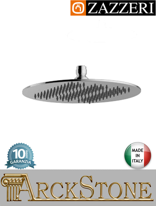 Soffione doccia Ø250 mm marca Zazzeri modello Z316 Mono finitura acciaio inox spazzolato parete anticalcare tondo arredo bagno rubinetteria arredamento azienda certificata garanzia 10 anni qualità made in italy