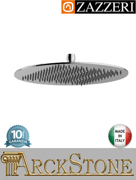 Soffione doccia Ø300 mm marca Zazzeri modello Z316 Mono finitura acciaio inox spazzolato parete anticalcare tondo arredo bagno rubinetteria arredamento azienda certificata garanzia 10 anni qualità made in italy