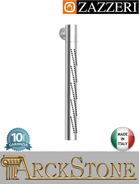 Soffione doccia marca Zazzeri modello Z316 Mono finitura acciaio inox spazzolato girevole verticale FlyFall parete muro completo anticalcare rubinetteria arredamento arredo bagno garanzia 10 anni qualità made in ita