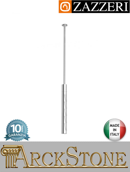 Soffione doccia marca Zazzeri modello Z316 Mono finitura acciaio inox spazzolato girevole verticale soffitto FlyFall completo anticalcare rubinetteria arredamento arredo bagno acqua garanzia 10 anni qualità made in 
