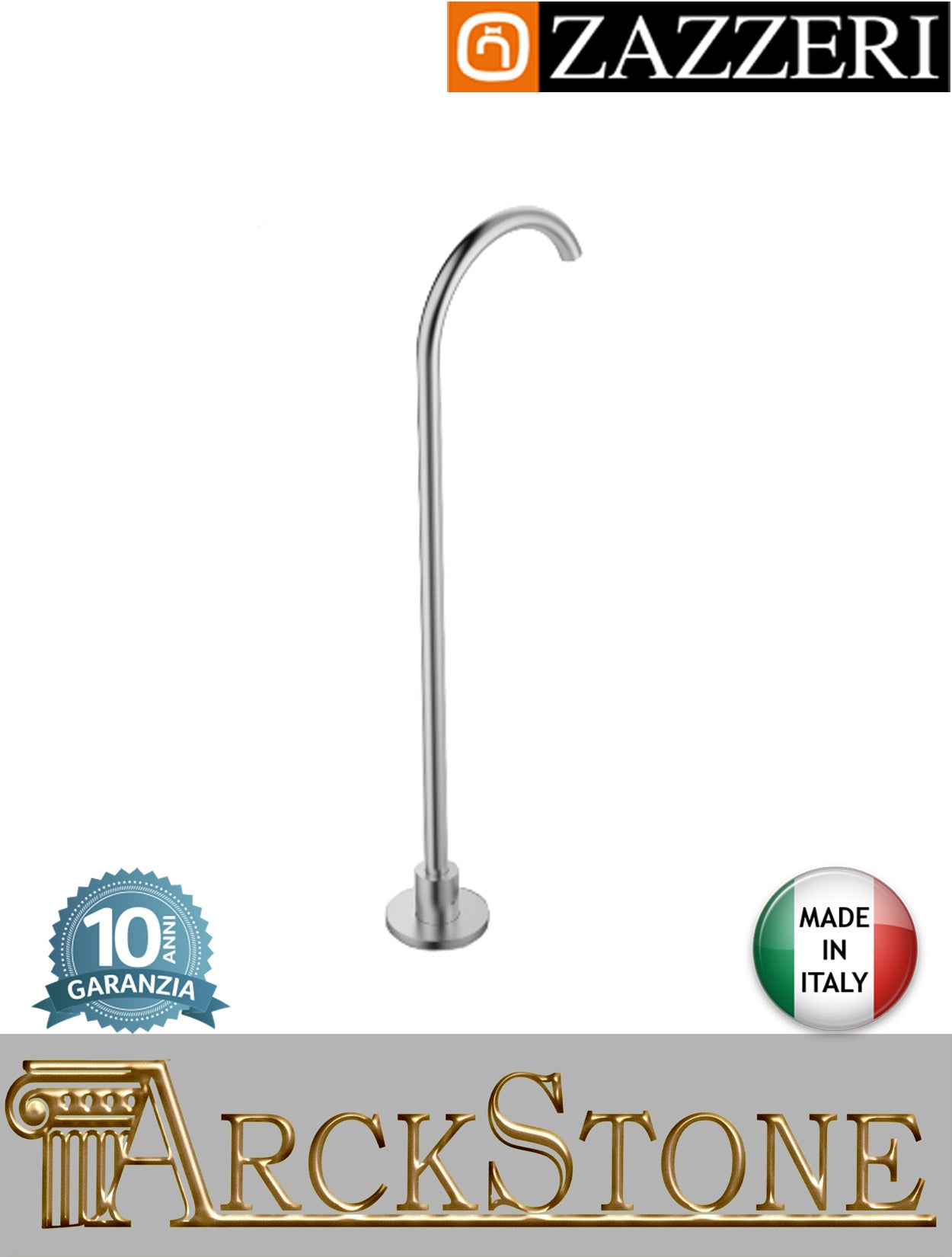 Getto Vasca A Colonna 720 mm Marca Zazzeri Modello Z316 Mono Finitura Acciaio Inox Spazzolato 