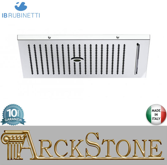 IB Rubinetti AQUARIVA Soffione Doccia Quadrato Da Semi Incasso A Soffitto Con Getto A Pioggia Cascata E Cromoterapia 350x350 mm Stile Moderno Materiale Ottone Finitura Cromata