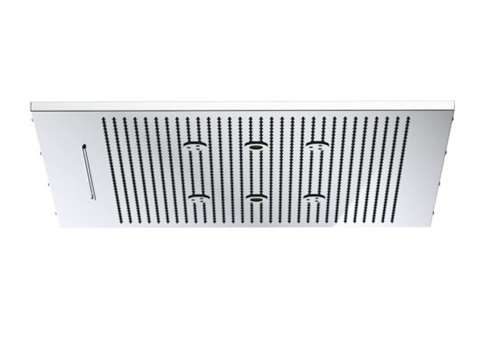 IB Rubinetti AQUARIVA Soffione Doccia Quadrato Da Semi Incasso A Soffitto Con Getto A Pioggia Cascata Nebulizzazione E Cromoterapia 600x600 mm Stile Moderno Materiale Ottone Finitura Cromata