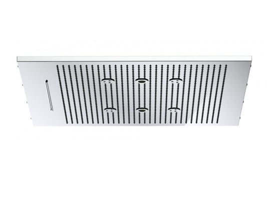 IB Rubinetti AQUARIVA Soffione Doccia Quadrato Da Semi Incasso A Soffitto Con Getto A Pioggia Cascata Nebulizzazione E Cromoterapia 600x600 mm Stile Moderno Materiale Ottone Finitura Cromata