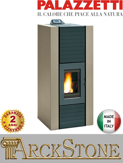 Termo Stufa Pellet Ermetica Palazzetti Martina Idro Lux 10 Potenza 9,3 kW Rivestimento Colore Avorio