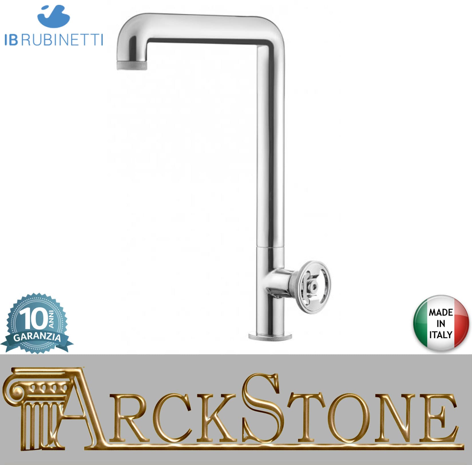 IB Rubinetti KITCHEN Miscelatore Lavello Standard Installazione Appoggio Monoforo Monocomando Stile Moderno Materiale Ottone Finitura Cromata