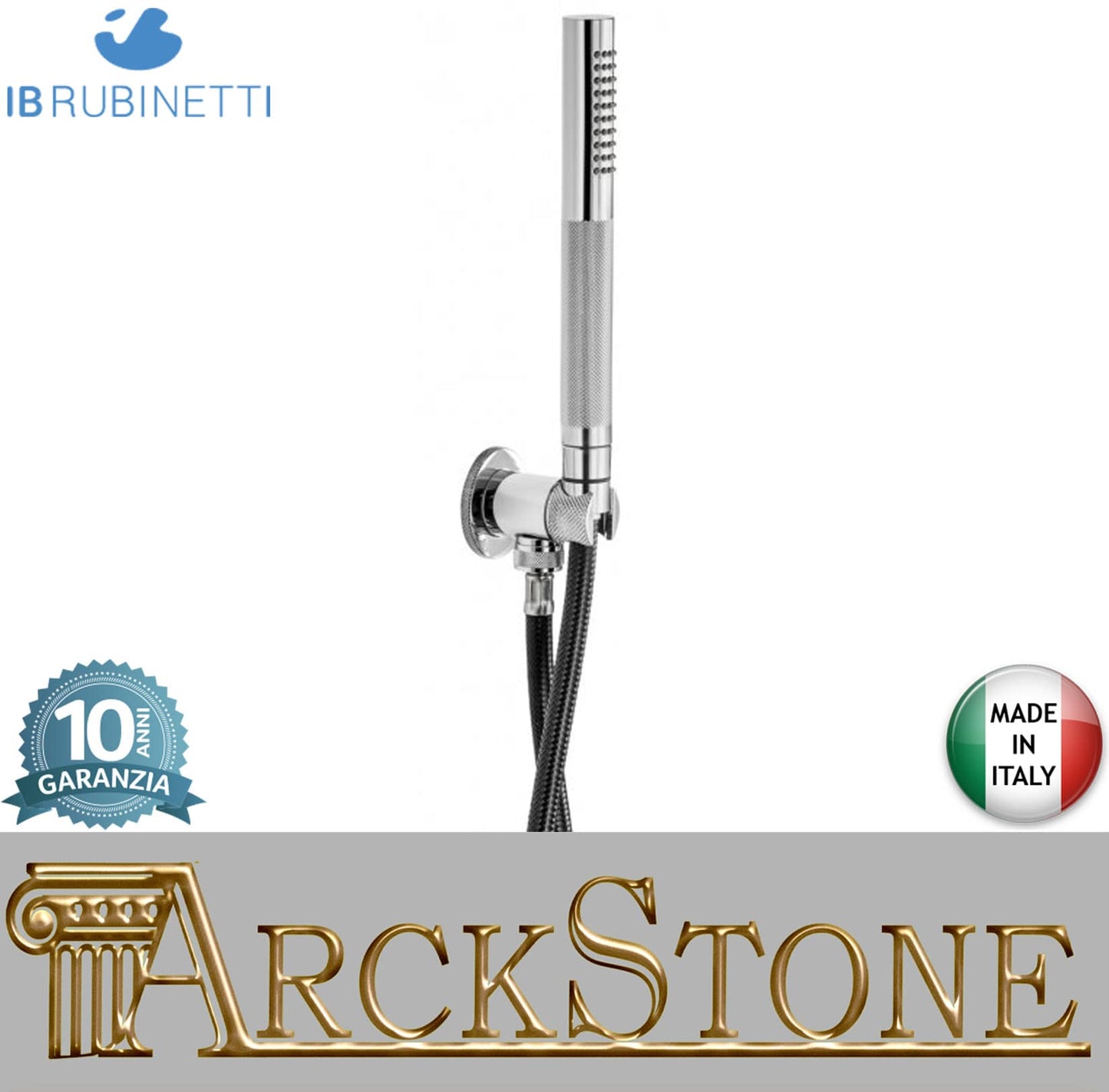 IB Rubinetti Industria Duplex Con Kit Gancio Flessibile E Doccetta Tonda Materiale Ottone Finitura Cromata