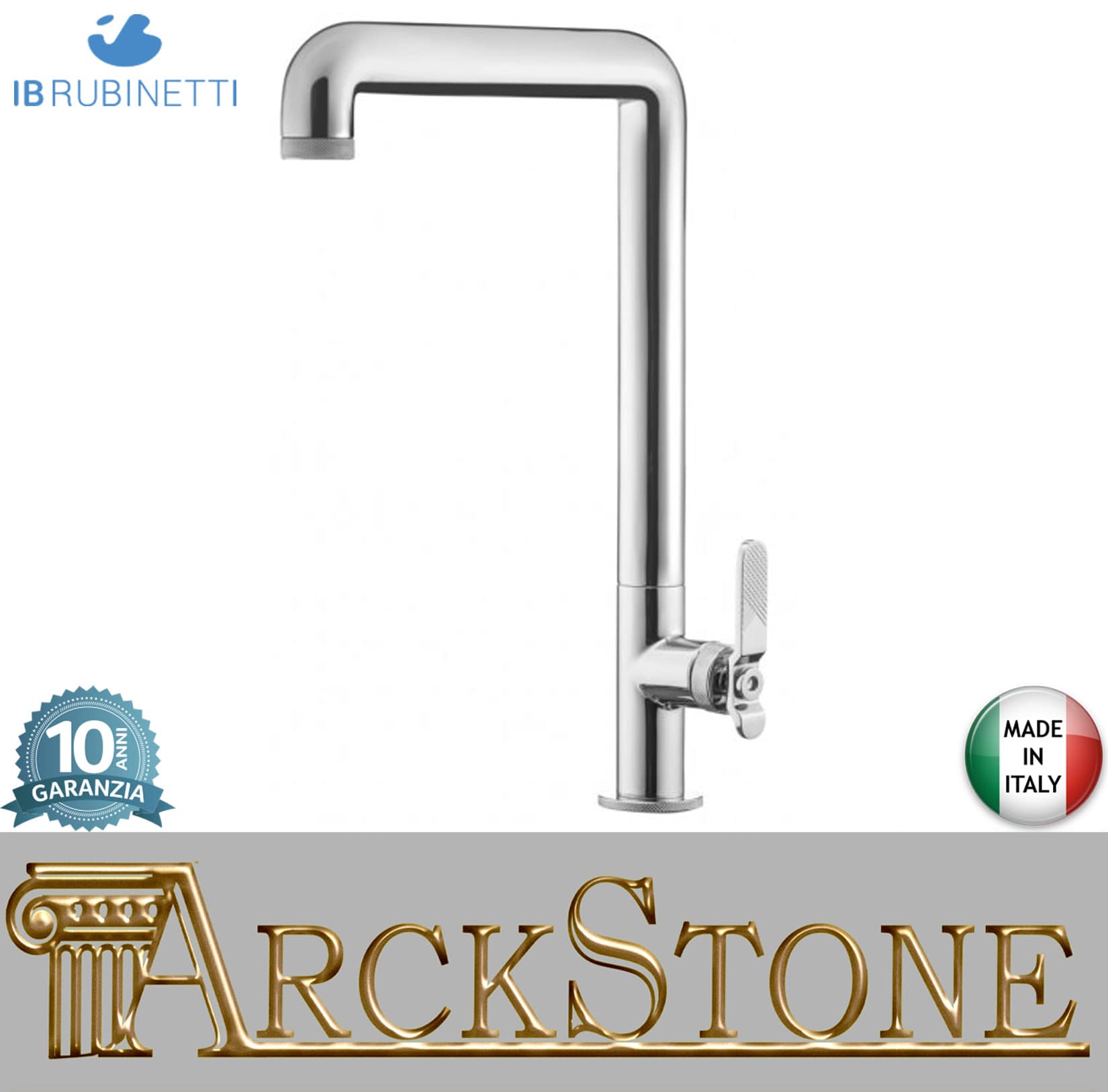 IB Rubinetti KITCHEN Miscelatore Lavello Standard Installazione Appoggio Monoforo Monocomando Stile Moderno Materiale Ottone Finitura Cromata