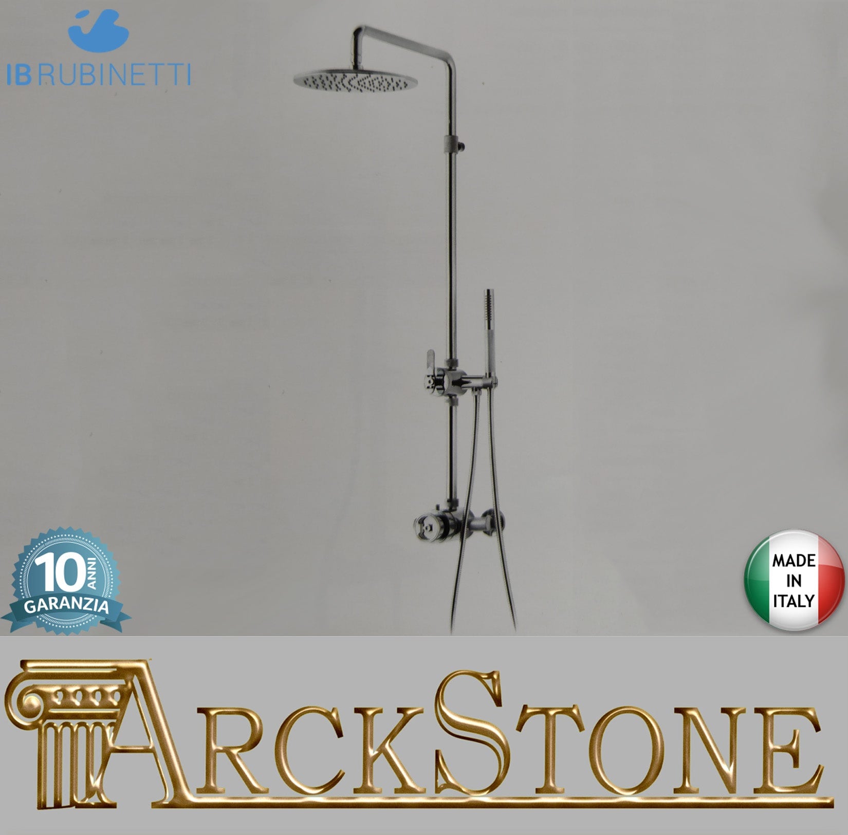 IB Rubinetti SHOWER COLUMNS Gruppo Colonna Doccia Bold Attrezzata Multifunzione A Parete Frontale Miscelatore Termostatico Materiale Ottone Finitura Cromata Senza Indromassaggio Con Doccetta E Soffione Anticalcare
