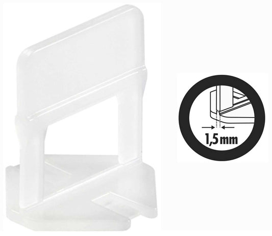 1 Confezione da 2200 Basi Raimondi Per Fuga da 1,5 mm e Spessore Piastrelle da 3 a 12 mm + 1 Confezione da 2200 basi Raimondi Per Fuga 3 mm Spessore Mattonella da 3 a 12 mm + 1 Secchio con 500 Cunei