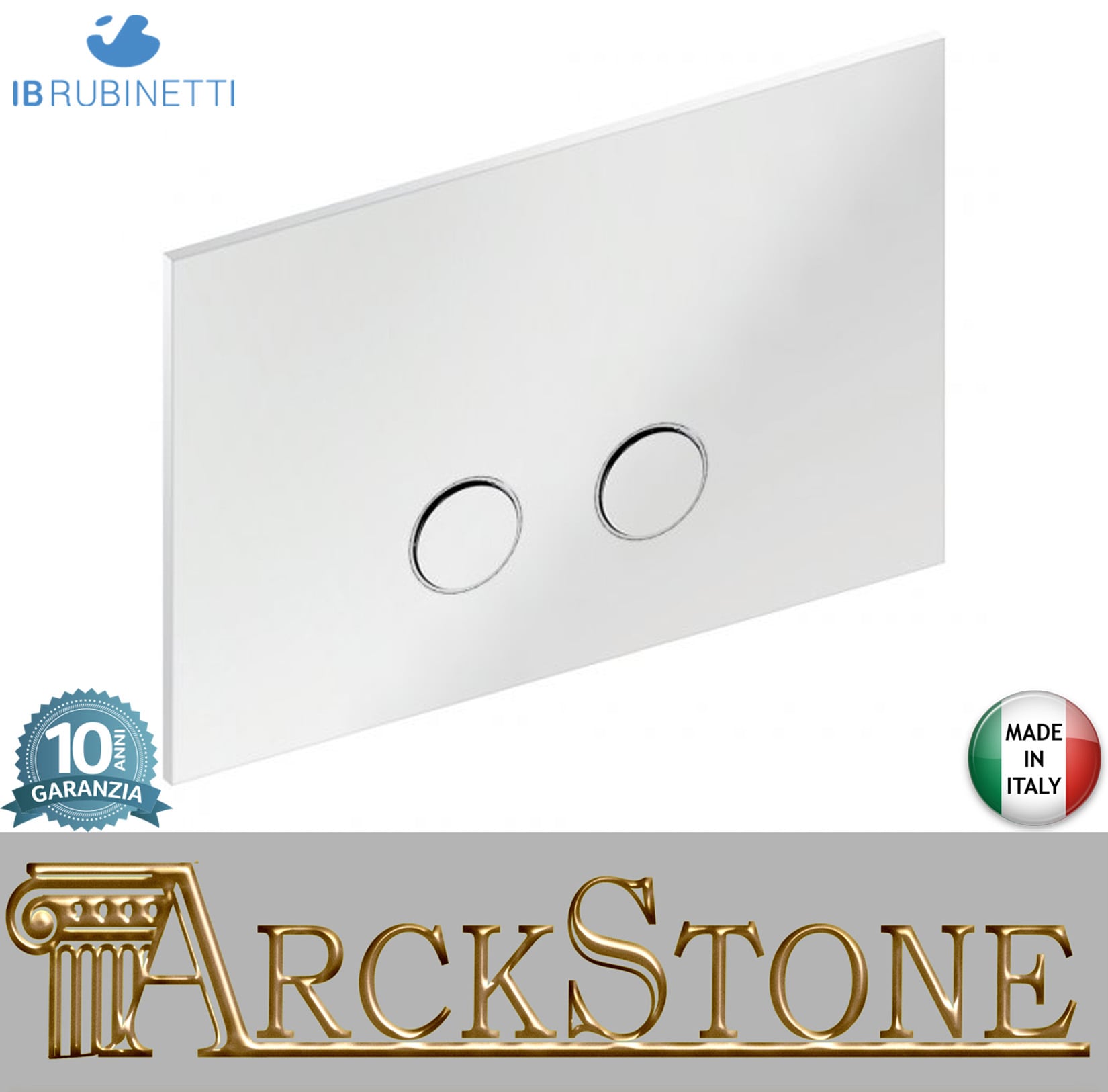 IB Rubinetti BYE BYE Placca Per Cassetta WC "Moderna" Compatibile Per Geberit UP720 / Sigma 8 e UP320 / Sigma 13 A Doppio Volume D'Acqua Stile Moderno Materiale Ottone Finitura Cromata