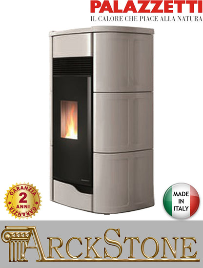 Stufa Pellet Aria Calda Ventilata Ecofire Ermetica Palazzetti Anna 12 Potenza 12 kW Beige