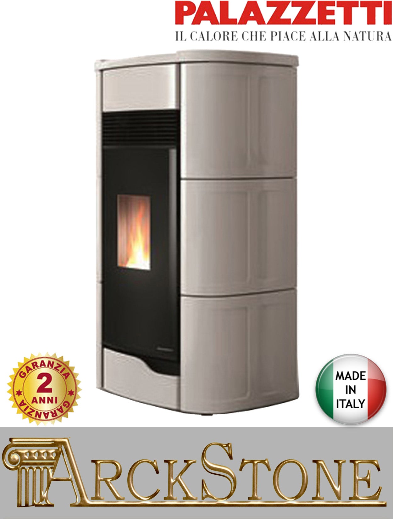 Stufa Pellet Aria Calda Ventilata Tre Ventilatori Ecofire Ermetica Palazzetti Anna 12 PRO 3 Potenza 12 kW Beige