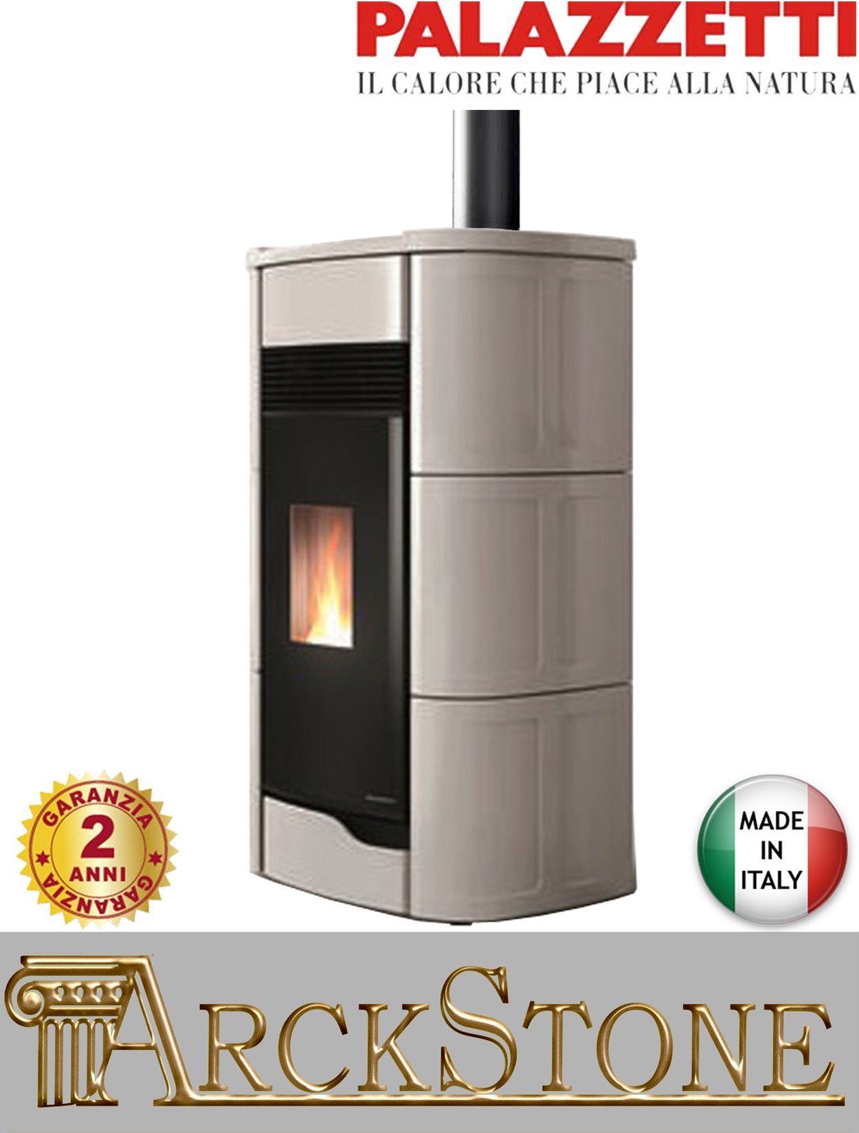 Stufa Pellet Aria Calda Ventilata Ecofire Ermetica Palazzetti Anna 12 US Potenza 12 kW Beige