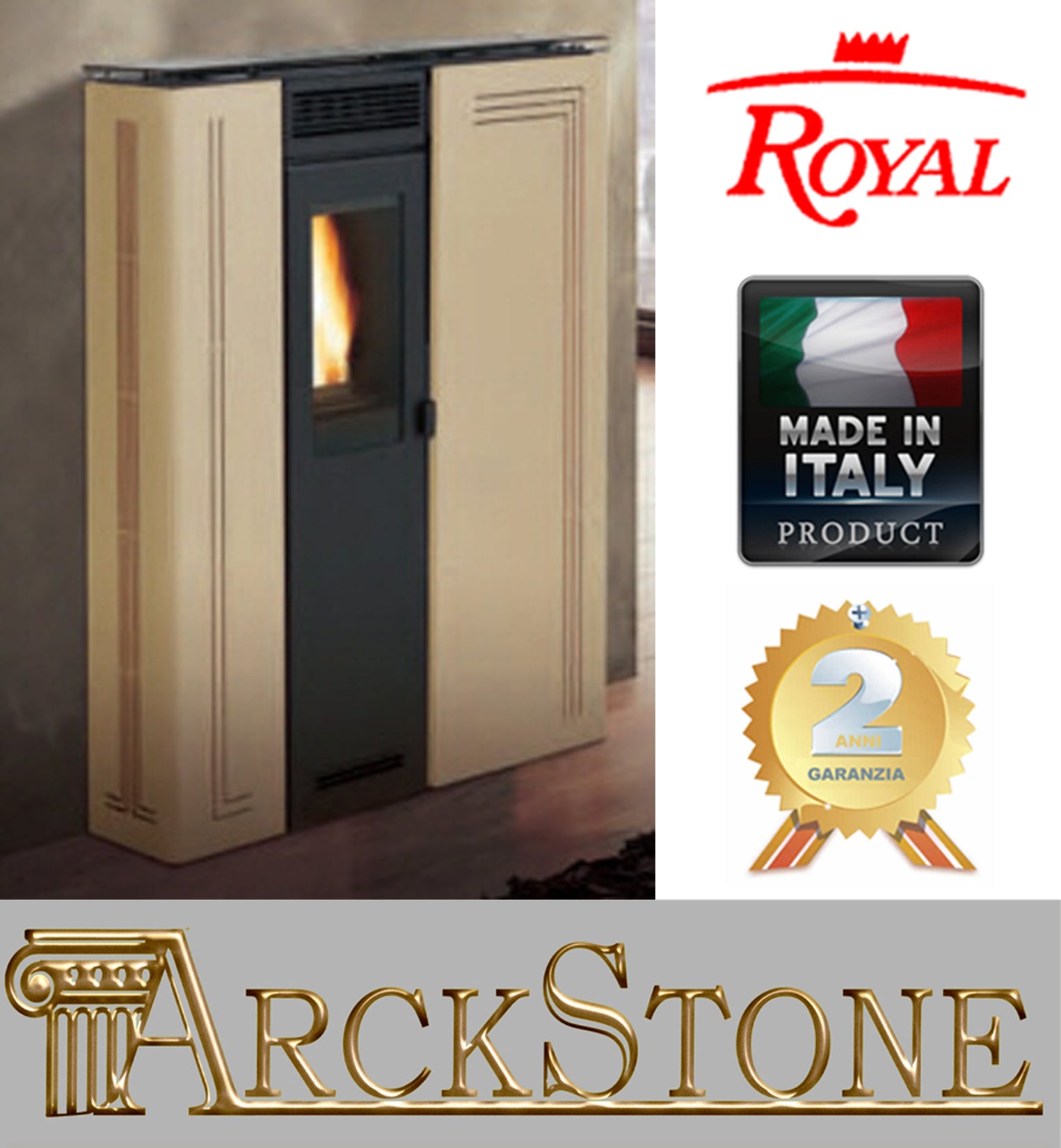 Royal Palazzetti Gigliola Air 80 Stufa Pellet Ventilata Canalizzabile Beige 8Kw