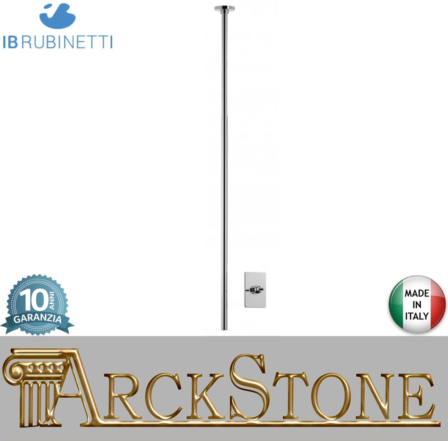 Miscelatore rubinetto lavabo da soffitto alimentato con comando remoto incluso marca IB rubinetti modello Batlò rubinetteria parete muro ottone cromato bagno