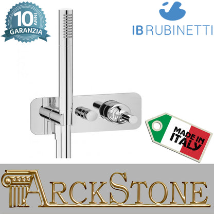 Miscelatore doccia incasso due vie con kit doccia integrato nella placca marca IB rubinetti modello Batlò rubinetteria ottone cromato bagno
