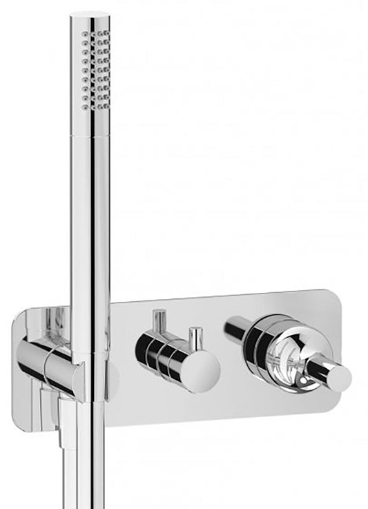 Miscelatore doccia incasso tre vie con kit doccia integrato nella placca marca IB rubinetti modello Batlò rubinetteria ottone cromato bagno