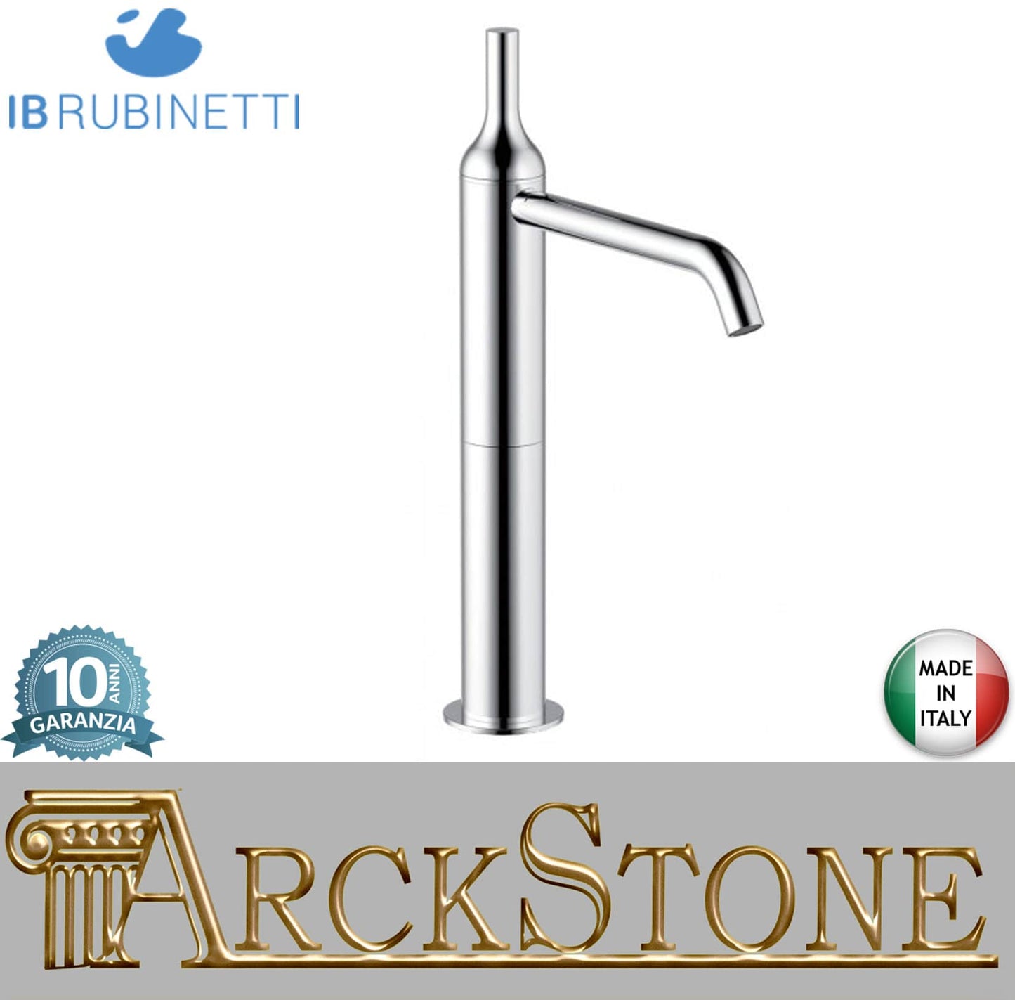 IB Rubinetti BATLO' Miscelatore Lavello Standard Appoggio Monoforo Monocomando Stile Moderno Materiale Ottone Finitura Cromata