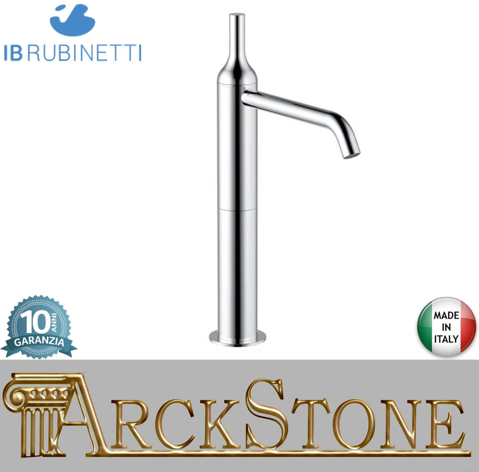 IB Rubinetti BATLO' Miscelatore Lavello Standard Appoggio Monoforo Monocomando Stile Moderno Materiale Ottone Finitura Cromata