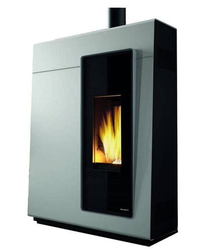 Stufa Pellet Aria Calda Ventilata Canalizzata Ermetica Slim Palazzetti Michelle 8 US Potenza 8 KW Bianco Ridotta Salvaspazio