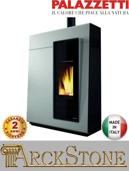 Stufa Pellet Aria Calda Ventilata Canalizzata Ermetica Slim Palazzetti Michelle 8 US Potenza 8 KW Bianco Ridotta Salvaspazio