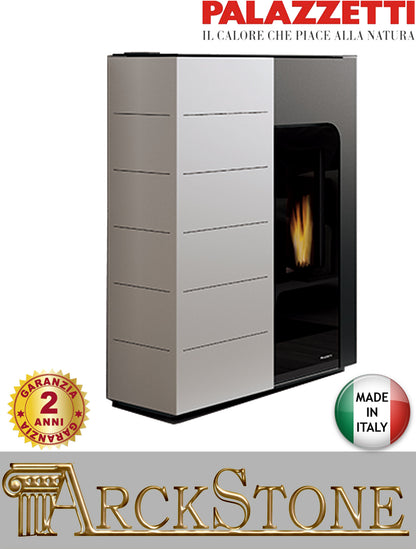 Stufa Pellet Aria Calda Ventilata Canalizzata Slim Palazzetti Ginger 9 Potenza 9 KW Bianco Ridotta Salvaspazio