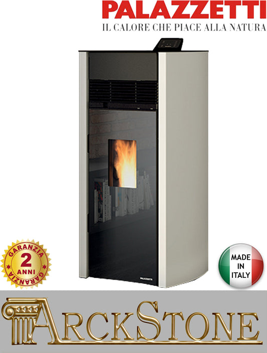 Stufa Pellet Aria Calda Ventilata Canalizzata Due Ventilatori Ecofire Palazzetti Bianca Lux 9 PRO 2 Potenza 9 kW Bianco
