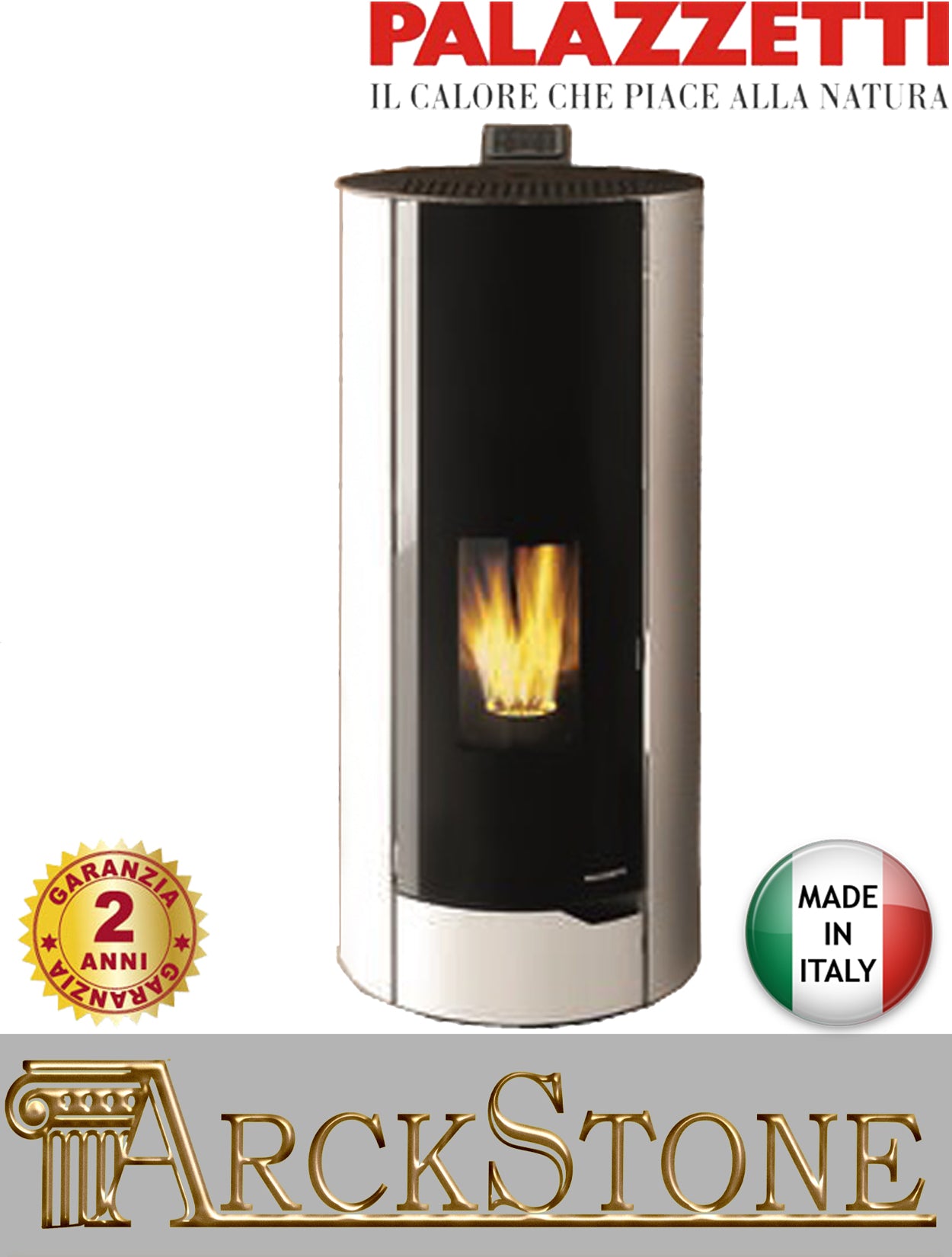 Stufa Pellet Aria Calda Ventilata Standard Palazzetti Ecofire Nina 8 Potenza 8,2 kW Bianco