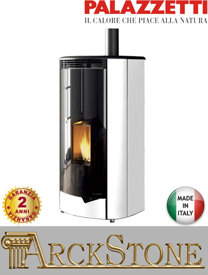 Stufa Pellet Aria Ventilata Ecofire Ermetica Palazzetti Marianne 9 US Potenza 9,1 kW Bianco