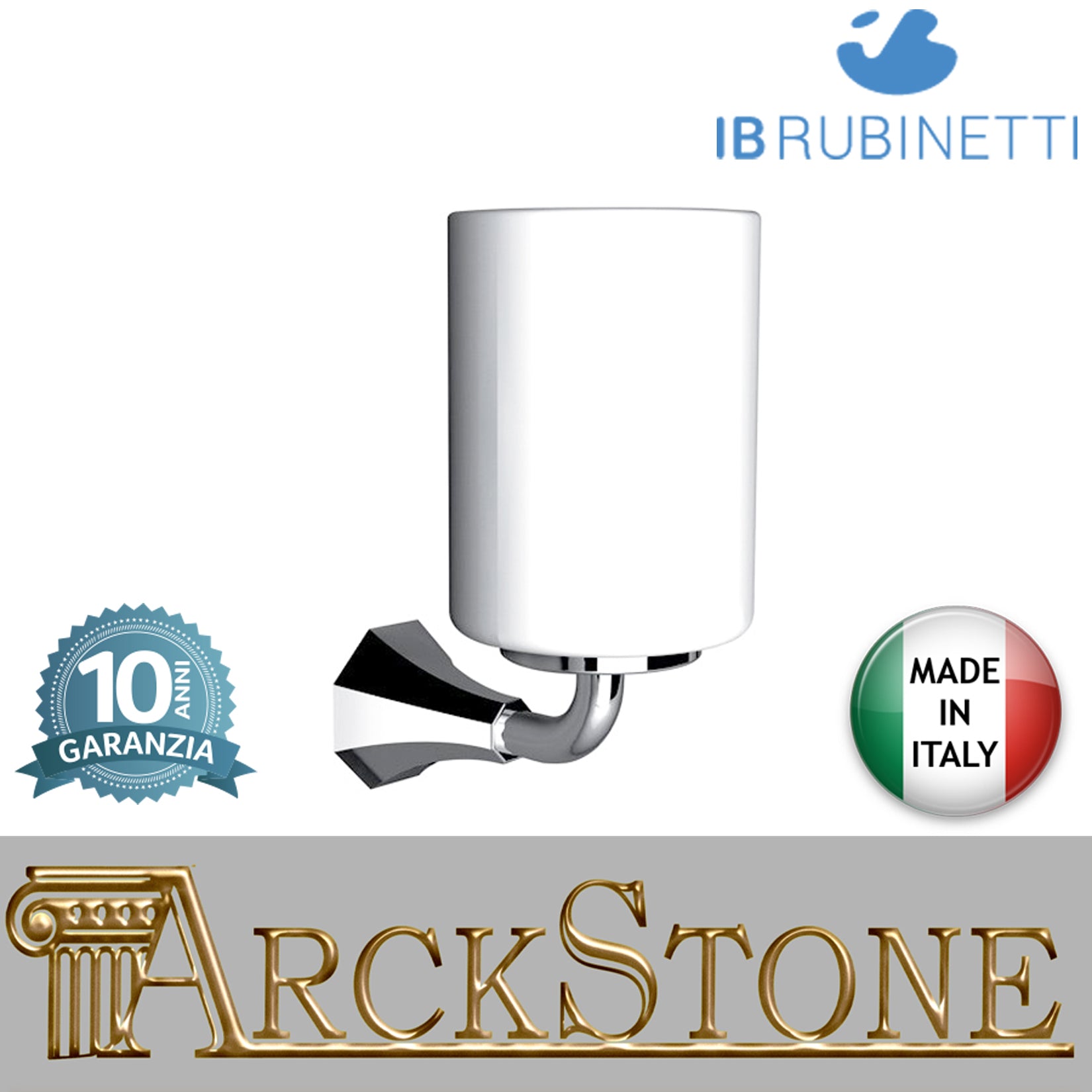 Porta spazzolino a muro Ø61Xh161 mm marca IB rubinetti modello Belmondo finitura ottone cromato rivenditore autorizzato parete accessori bagno arredamento campania garanzia 10 anni azienda certificata made in italy
