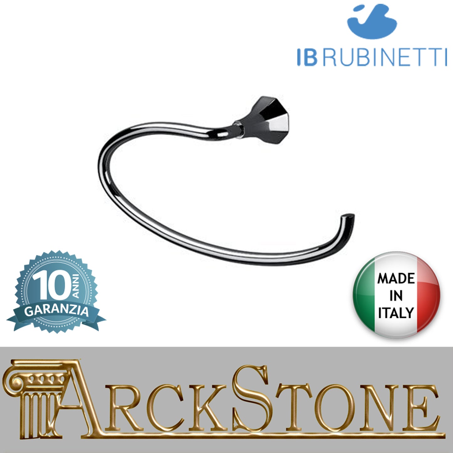 Porta asciugamano a muro ad anello 300X78X h120 mm marca IB rubinetti modello Belmondo finitura ottone cromato rivenditore autorizzato parete accessori bagno arredamento campania garanzia 10 anni azienda certificata made in italy
