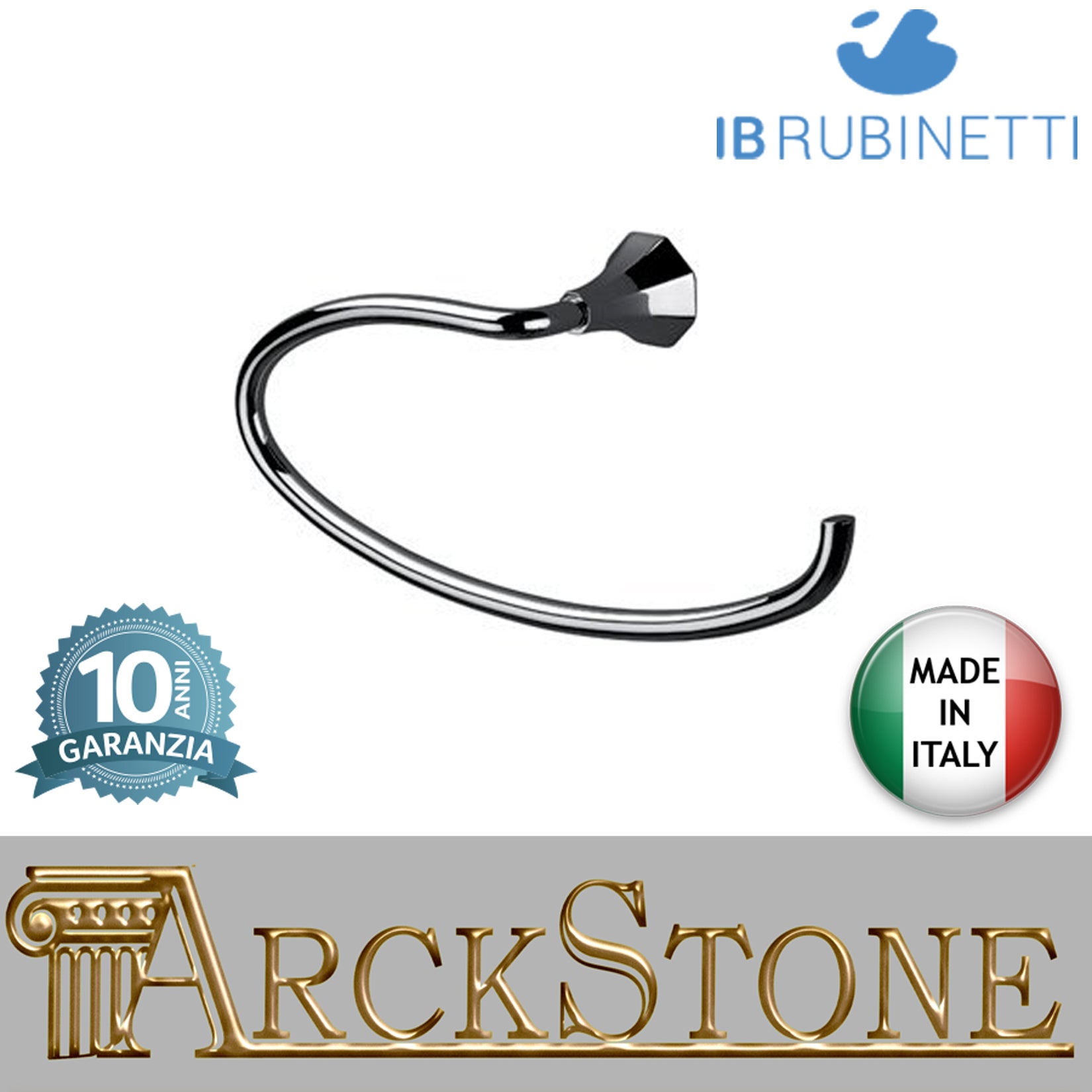 Porta asciugamano a muro ad anello 300X78X h120 mm marca IB rubinetti modello Belmondo finitura ottone cromato rivenditore autorizzato parete accessori bagno arredamento campania garanzia 10 anni azienda certificata made in italy