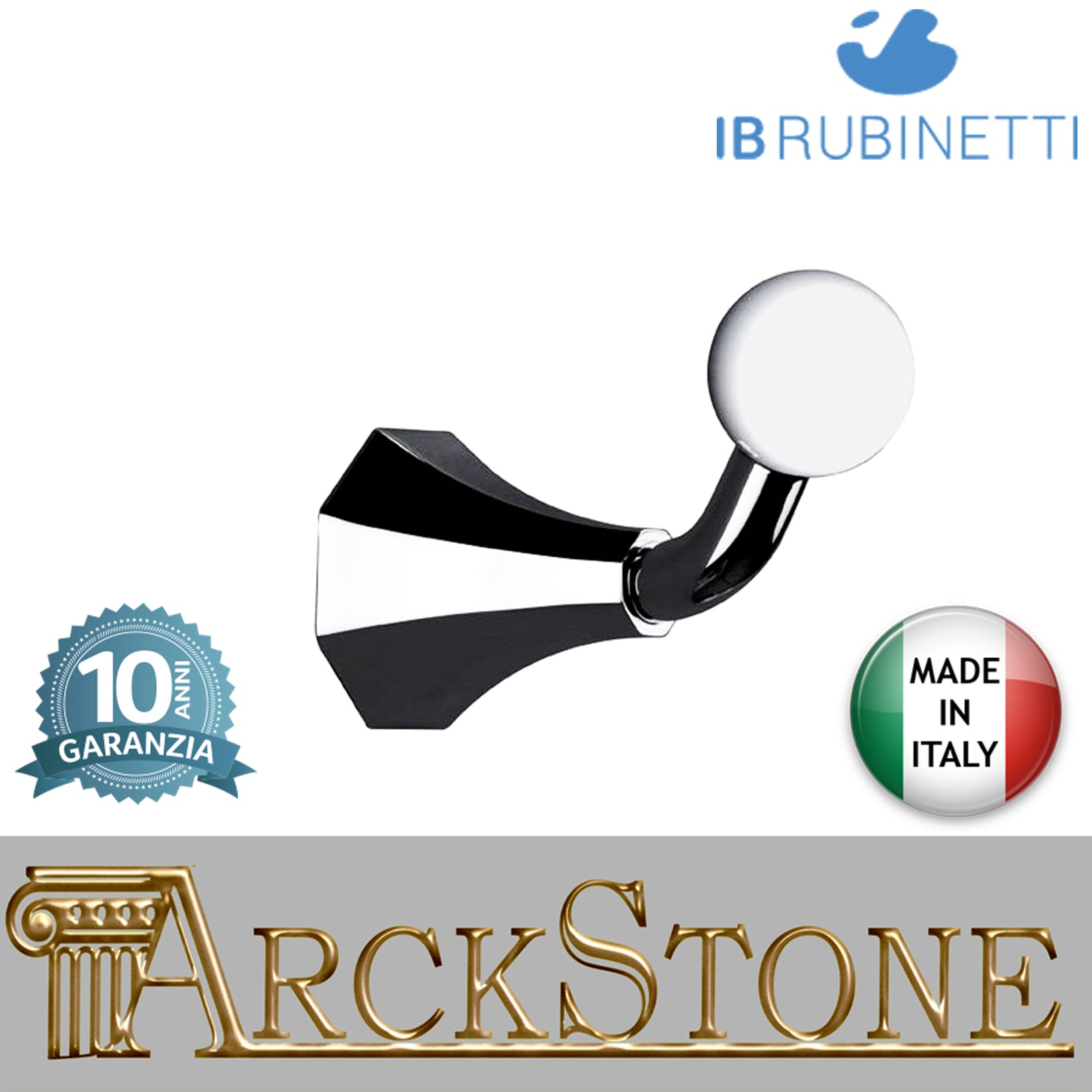 Porta abiti 83Xh68 mm marca IB rubinetti modello Belmondo finitura ottone cromato rivenditore autorizzato parete accessori bagno arredamento campania garanzia 10 anni azienda certificata made in italy