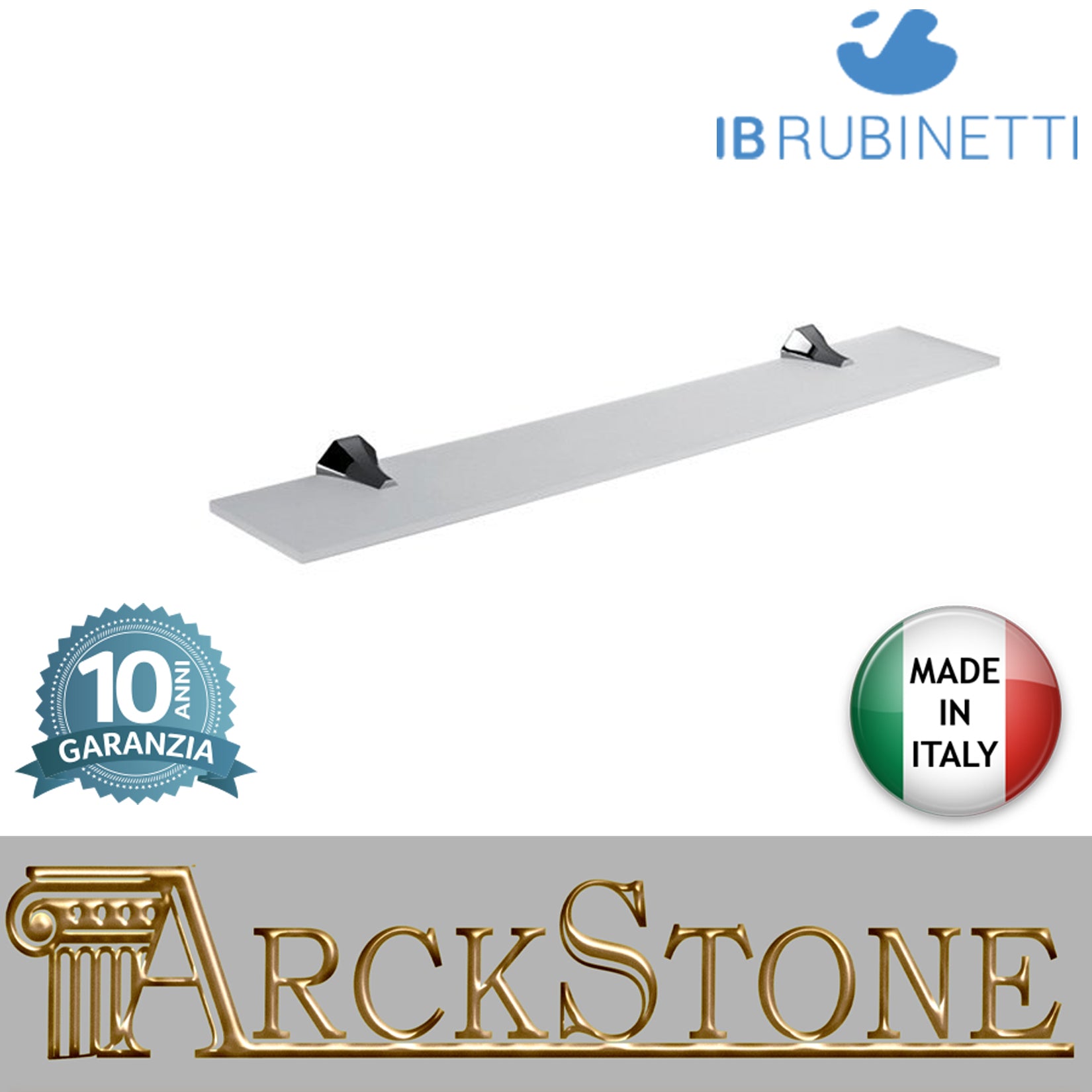 Mensola a parete 600X100Xh46,5 mm in vetro supporti ottone cromato marca IB rubinetti modello Belmondo finitura sostegni rivenditore autorizzato parete accessori bagno arredamento campania garanzia 10 anni azienda certificata made in italy