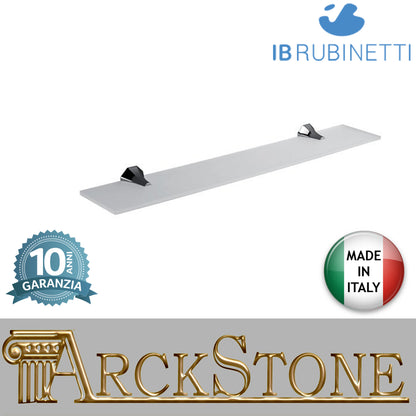 Mensola a parete 600X100Xh46,5 mm in vetro supporti ottone cromato marca IB rubinetti modello Belmondo finitura sostegni rivenditore autorizzato parete accessori bagno arredamento campania garanzia 10 anni azienda certificata made in italy