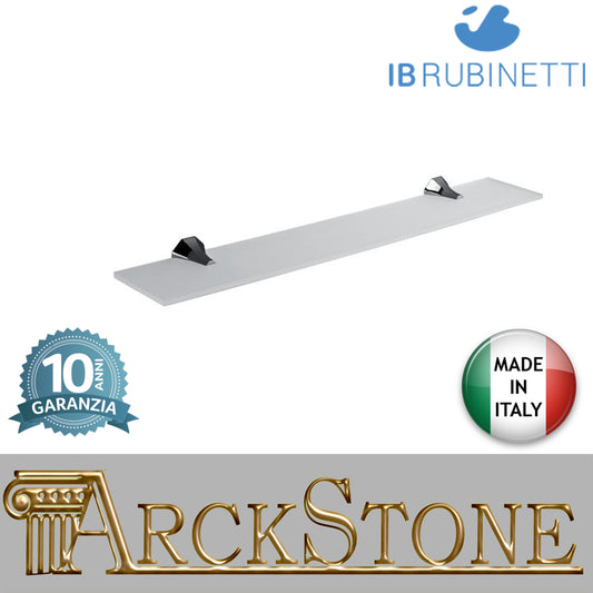 Mensola a parete 600X100Xh46,5 mm in vetro supporti ottone cromato marca IB rubinetti modello Belmondo finitura sostegni rivenditore autorizzato parete accessori bagno arredamento campania garanzia 10 anni azienda certificata made in italy