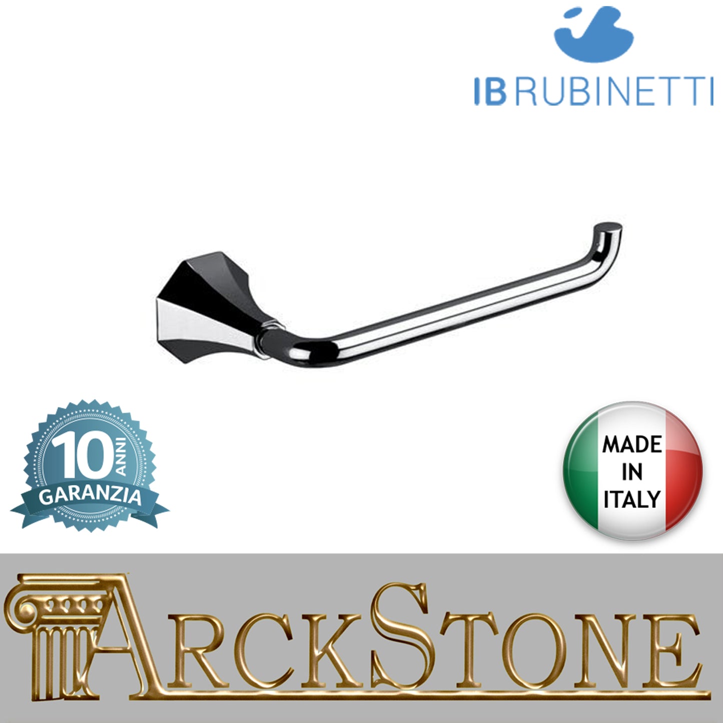 Porta rotolo a parete 136X76Xh46,5 mm marca IB rubinetti modello Belmondo finitura ottone cromato rivenditore autorizzato parete accessori bagno arredamento campania garanzia 10 anni azienda certificata made in italy