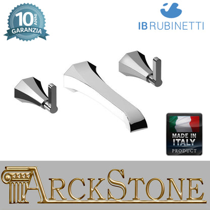 Miscelatore lavabo a parete marca IB rubinetti modello Belmondo Elle rubinetteria rubinetto ottone cromato bagno Rivenditore Autorizzato Campania Arredamento Arredo Finitura Cromo Fontana garanzia 10 anni italy