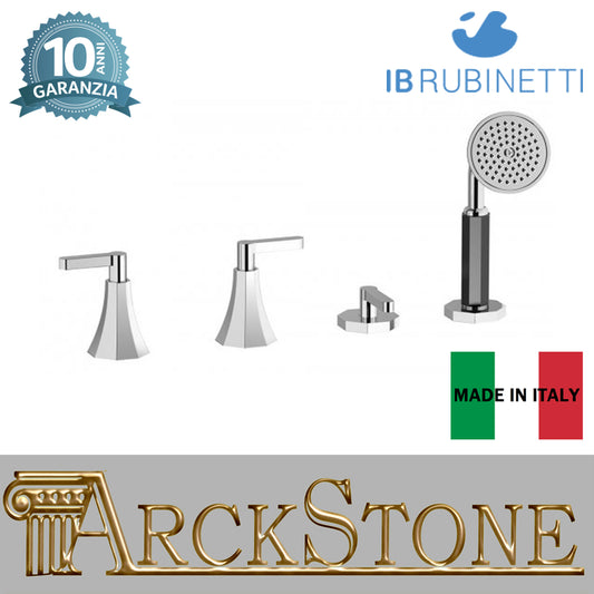 Miscelatore Bordo vasca quattro fori con uscita per colonna riempimento marca IB rubinetti modello Belmondo Elle rubinetteria rubinetto ottone cromato bagno Rivenditore Autorizzato Campania Arredamento Arredo Finitura Cromo azienda certificata qualità 