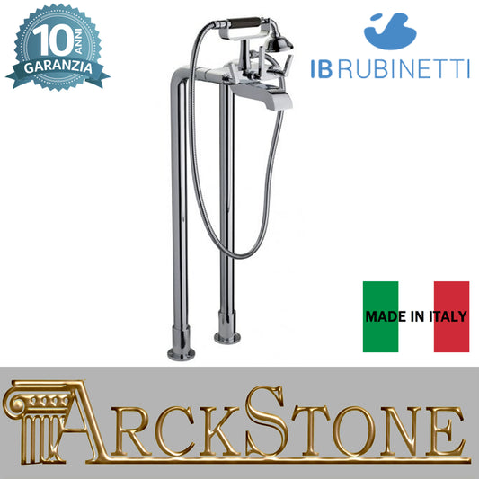 Miscelatore bordo vasca a pavimento doppia colonna completo di kit doccia marca IB rubinetti modello Belmondo Elle rubinetteria rubinetto ottone cromato bagno casa Rivenditore Autorizzato Campania Arredamento Arredo Finitura Cromo azienda certificata