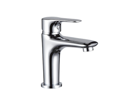 Miscelatore Lavabo Con Piletta Scarico Automatico 1" 1/4" Duemmeggi Beta Installazione Appoggio Monoforo 1 Foro 1 Leva Monocomando Manopola Stile Moderno Lunghezza 115 mm Altezza 165 mm Ottone Finitura Cromata Made in Italy Garanzia 5 Anni